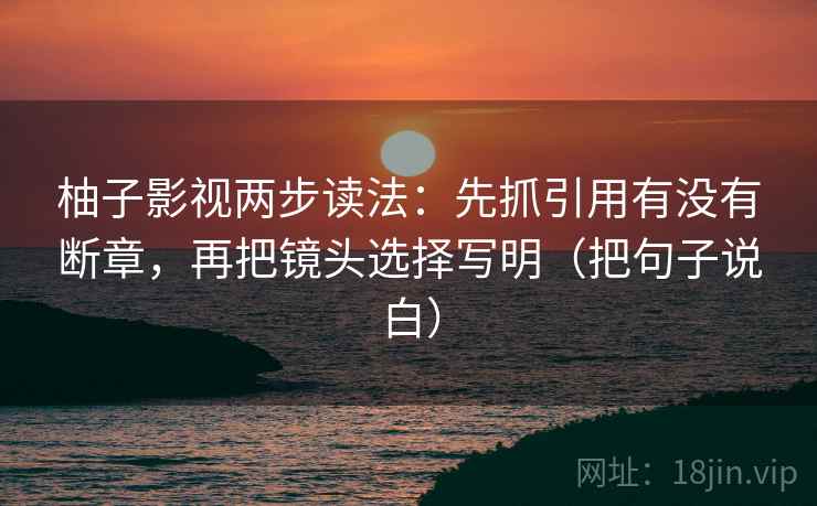 柚子影视两步读法:先抓引用有没有断章,再把镜头选择写明(把句子说白) 柚子影视两步读法:先抓引用有没有断章,再把镜头选择写明(把句子说白)